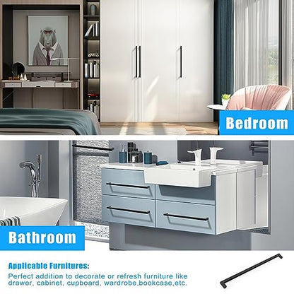 KNOBWELL 20 Pack| 320mm Black Drawer Pulls, 12-3/5 inch Stainless Steel Long Cabinet Pulls, Matte Black Handles for Kitchen Cabinet, Dresser Drawer, Cupboard, Wardrobe and Chest - color: Matte Black, size: Hole Center:12-3/5 inch(320mm)