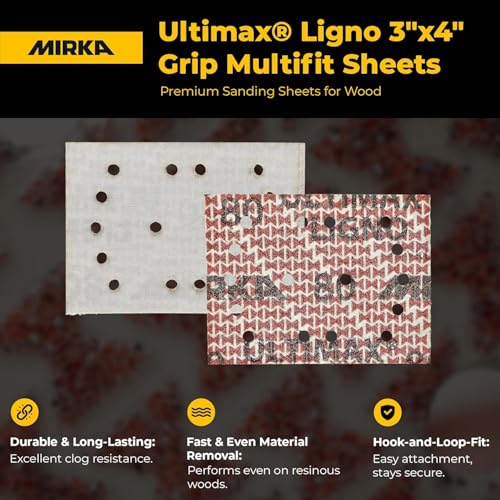 Mirka Ultimax Ligno 3x4 in 240 Grit Wood Sanding Sheets Hook & Loop 50 Pack - size: Grit 240