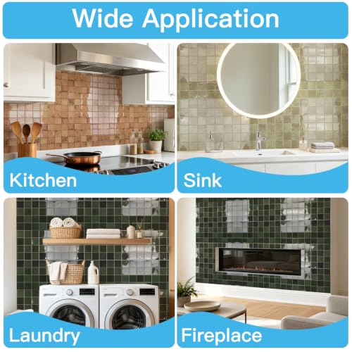 Art3d Grid Design Peel and Stick Backsplash, 10-Pack, 12 x 12 in, Green - color: Green