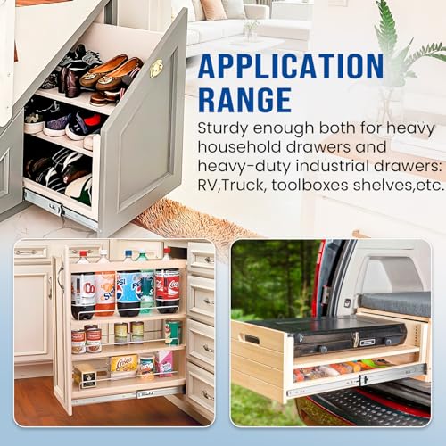 Soft Close Heavy Duty Drawer Slides Load 136 lbs Full Extension Runners 12 14 16 18 20 22 24 26 28 30 32 34 36 38 40 Inch Side Mount Rails for Drawer Capacity 136 lb 1 Pair(Soft Close) - size: 22 Inch, style: Soft Close