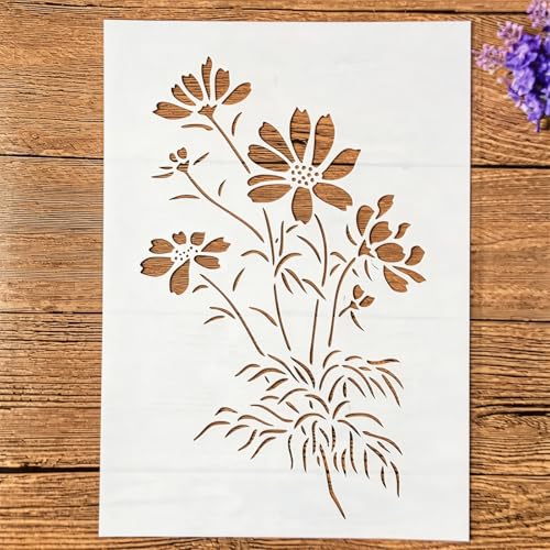 TIAMECH A4 Reusable Wild Flower Bouquet Stencil for Painting - style: Floral Bouquet