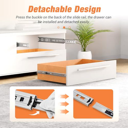 Soft Close Drawer Slides Ball Bearing 3 Folds Full Extension Side Mount Cabinet Runners Glides Rails Track 100 Lbs Load 10 12 14 16 18 20 22 24 Inch Silver(Silver-Soft Close- 1 Pr, 24 inch) - color: Silver-Soft Close, size: 24 Inch