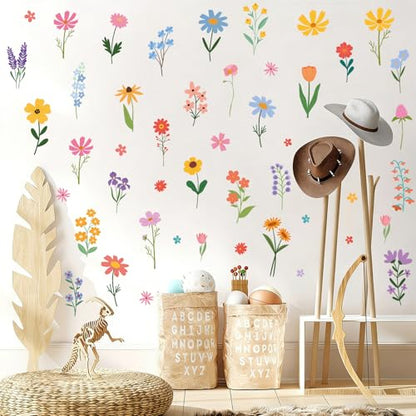Spring Flower Wall Stickers, 8 Sheets 90 Pcs - color: Spring Flower