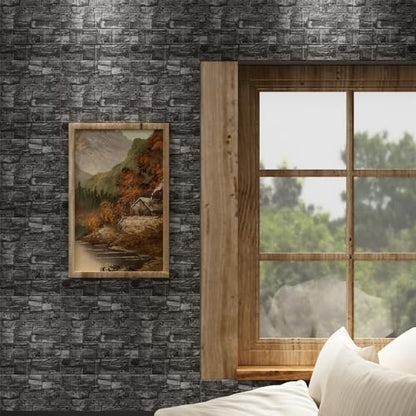 Faux Brick Wall Panels, 40 PCS, Grey - color: Black Rock, size: 40PCS