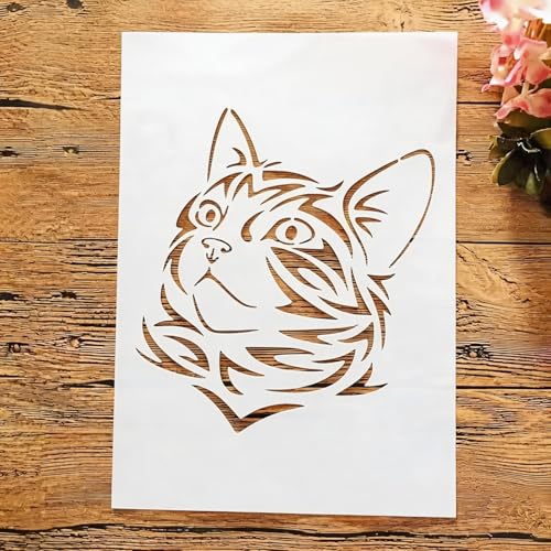 TIAMECH A4 Reusable Cute Cat Stencil for Painting - style: Cute Cat