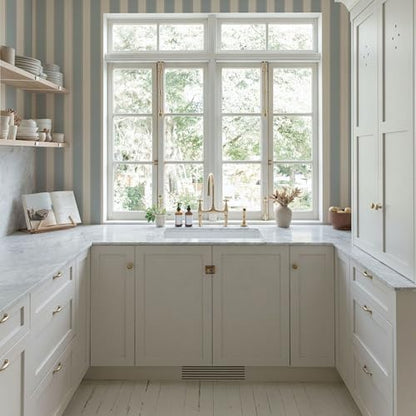 Blue and White Cream Striped Wallpaper Peel and Stick Self-Adhesive Removable Waterproof Wallpaper for Bedroom Kitchen Bathroom (Blue, 17.32"x 590.55") - color: Blue, size: 17.32"x 590.55"