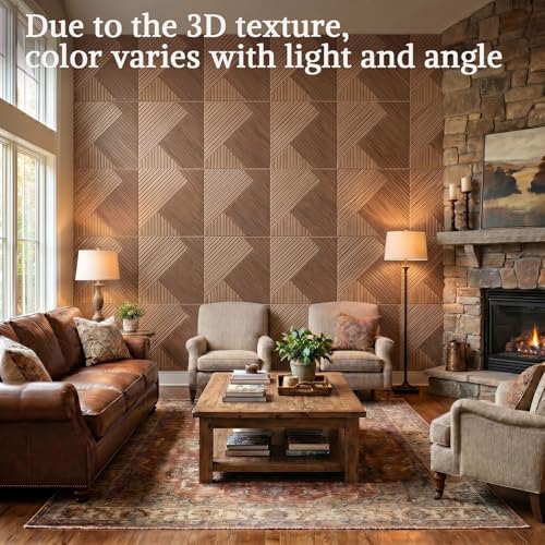 Acoustic Wall Panels, 8 Piece 23.62" X 23.62" Peel and Stick Wall Panels - color: Tri-Tone Chevron Weave, size: 94 X 48 Inches