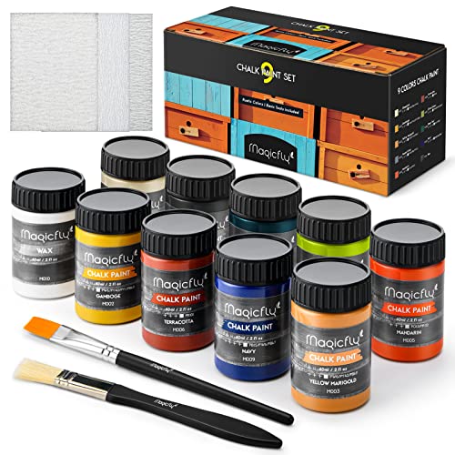 Magicfly Chalk Paint, 15Pcs Chalk Paint for Crafts, 9 Color Furniture Paint