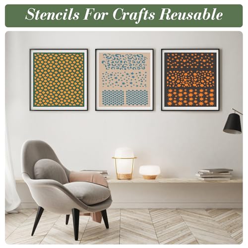 12Pcs Geometric Texture Stencils for Crafts Reusable(11.4X8.2 Inch) - color: Texture 6