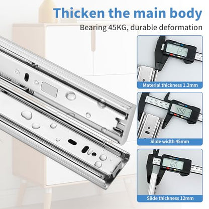 Sulawskys Soft Close Drawer Slides 18 Inch, 6 Pairs – Full Extension 100LB - size: 18inch-450mm