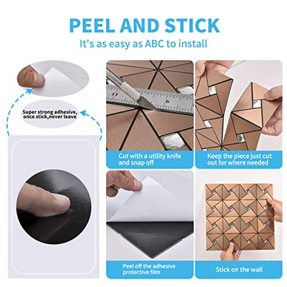 Art3d Peel & Stick Backsplash， Metal Mosaic Tiles, 10 pcs, Copper Windmill - color: Copper, size: 12x12 Inch