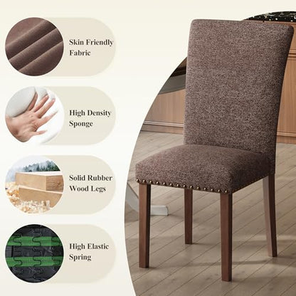 COLAMY Upholstered Dining Chairs Set of 6 - color: F-brown, size: Set of 6