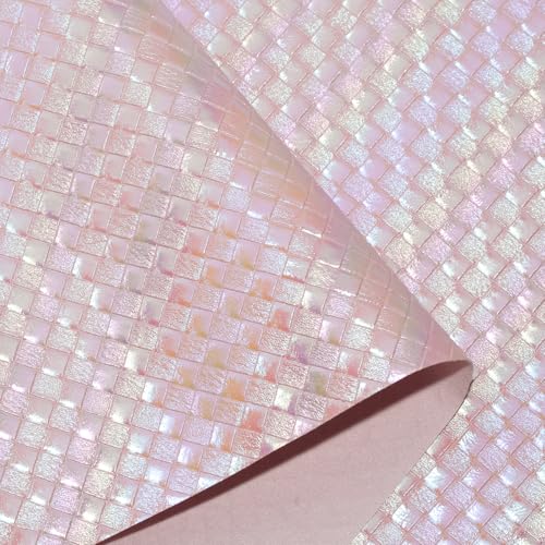 12"x54"Weave Faux Leather Fabric, Embossed Braided Faux Leather Roll for Crafts DIY and Upholstery Pleather Sheets (Rainbow Pink) - color: Rainbow Pink
