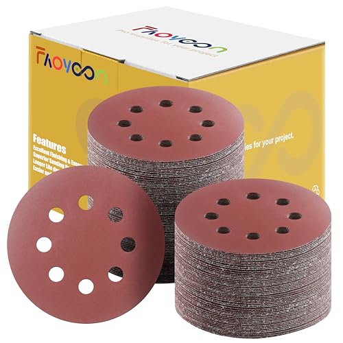 Sanding Disc 5 Inch 8 Hole, 100 Pcs Orbital Sanding Discs Hook and Loop, Sandpaper for polishing and Grinding, 600 Grit Sand Paper for Random Orbital Sander - style: 600 grit 100 Pcs