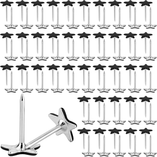 100pcs Stars Flat Head Thumb Tacks for Wall, Black, 0.39 x 0.66 in - color: Black, 100pc, Stars