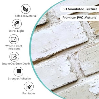 Commomy 3D Brick Wall Panels Peel and Stick 10 pcs 11.8" x 11.8" - color: Brick-UY