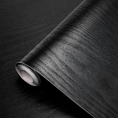 Black Wood Grain Wallpaper Contact Paper for Cabinets 118’’17.7’’ - size: 17.7"W x 118"L
