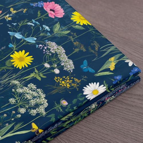 Floral Fabric By The Yard, Butterfly Upholstery Fabric, Daisy Magnolia - color: Multi 03, size: 2 Yards