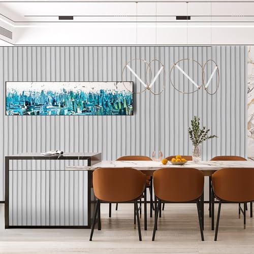 Peel and Stick Wood Slat Wall Panels - 17.5" x 100" Off-White Self-Adhesive Wallpaper, DIY Accent Wall Covering for Bedroom, Living Room, Rental-Friendly Easy Install Removable Decor
