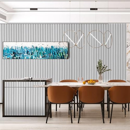 Peel and Stick Wood Slat Wall Panels - 17.5" x 100" Off-White Self-Adhesive Wallpaper, DIY Accent Wall Covering for Bedroom, Living Room, Rental-Friendly Easy Install Removable Decor