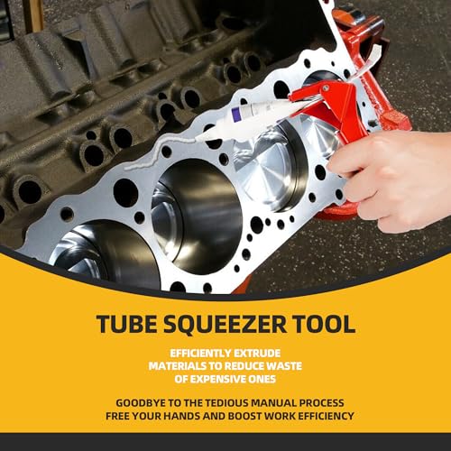 TENGBASE 2.5" Industrial Silicone Extrusion Tool for RTV Tubes - Easy-Grip Dispenser, Maximizes Sealant Use & Reduces Waste - color: Red