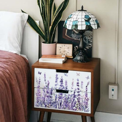 OLYCRAFT 3Pcs/Set Lavender Rub on Transfers for Furniture and Crafts 6x12 Inch Purple Flowers Furniture Decals Decor Butterfly Furniture Transfer Stickers for Wood Furniture Decor Scrapbooking - style: Lavender