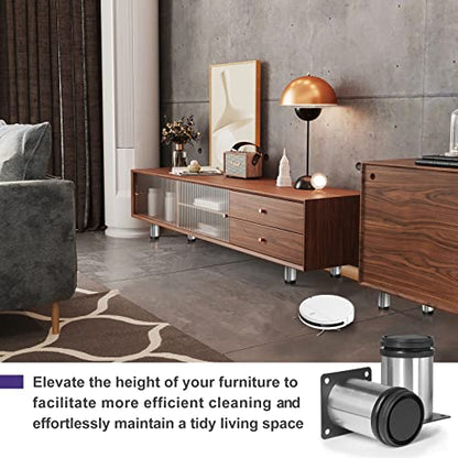 Stainless Steel Adjustable Furniture Legs 3 Inch - Silver - 8pcs - color: Silver, size: 3"
