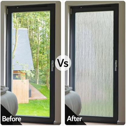 VELIMAX Frosted Window Privacy Film Non Adhesive Window Cling Removable Glass Covering Clear Water Opaque Window Film for Home Anti UV 35.4x118 inches - color: Translucent, size: 35.4"x118" (90x300cm)