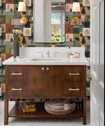 Modern Rustic Pine Tree Wallpaper, Wood Peel and Stick Wallpaper - size: 17.7" x 236"