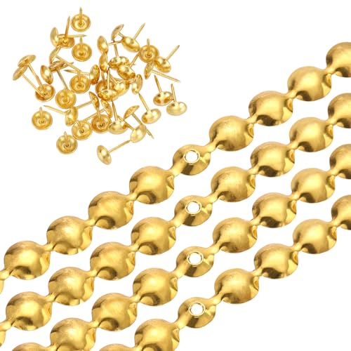 uxcell Upholstery Nailhead Trim, 6 Meters Glossy Upholstery Tacks Strips, Decorative Nail Trims with Nails for Sofa Headboard, Chair DIY Furniture Accessory (9.5mm Gold) - color: Gold, size: 6 Meters