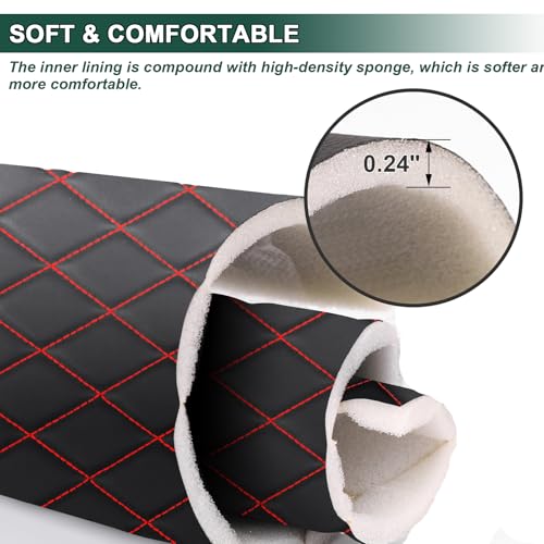 Vinyl Faux Leather Quilted Fabric Foam Backed,Black (Red Thread) - color: Black(red Thread), size: Style-A