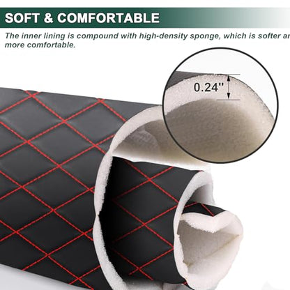 Vinyl Faux Leather Quilted Fabric Foam Backed,Black (Red Thread) - color: Black(red Thread), size: Style-A