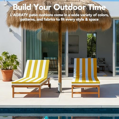L'AGRATY Chaise Lounge Chair Waterproof Cushion Set of 2 Outdoor for Pool - color: Yellow White