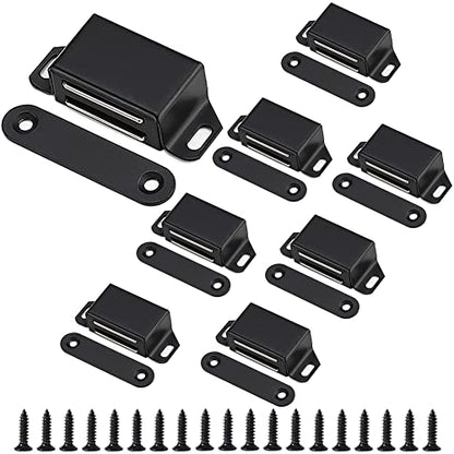 Cabinet Door Catch with Strong Magnetic, 1.2mm Thickness Furniture Latch 20 lbs, Black (Pack of 8) - color: 8PC-Black
