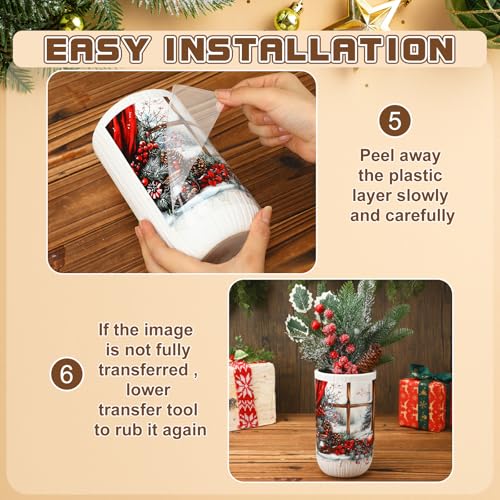 Harloon 15 Sheets Christmas Rub on Transfers Winter Window Decals - style: Fresh