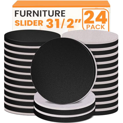Felt Furniture Sliders for Hardwood Floors 24 PCS, 3 1/2"
