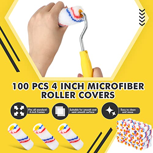 Leumoi 100 Pcs 4 Inch Microfiber Paint Roller Covers, Red Blue - color: Red Blue