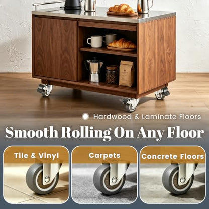 Mellewell 1" Silent Rubber 360 Degree Swivel Plate Casters, Low Profile Wheels, No Noise Plate Castors for Cabinet, Table, Carts, 4 PCS - size: 1" (no brake)