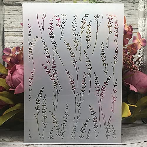 TIAMECH A4 Reusable Thin Grass Leaves Stencil for Painting - style: Thin Grass