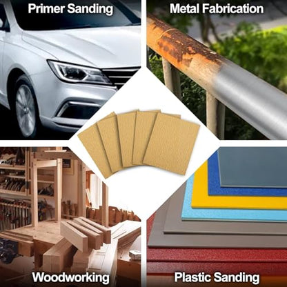 SPEEDWOX 1/4 Sheet Sandpaper Sheets 25PCS Premium Sand Paper 500 Grit Sanding Sheets 5.5" x 4.5" Sandpaper for Wood Metal Automotive Furniture Woodworking Clip-On, Hand Sanding Blocks - style: 500 Grits