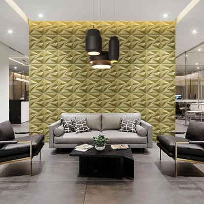 STICKGOO 3D Wall Panels Diamond, Champaign Gold, 12''x12'', 33 Pack - color: Champaign Golden