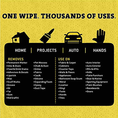 Tub O' Towels Heavy-Duty Multi-Surface Cleaning Wipes – Extra-Large 10" x 12", 90-Count Canister – Removes Grease, Tar, Ink & Tough Stains – Safe for Home, Auto, Garage & More
