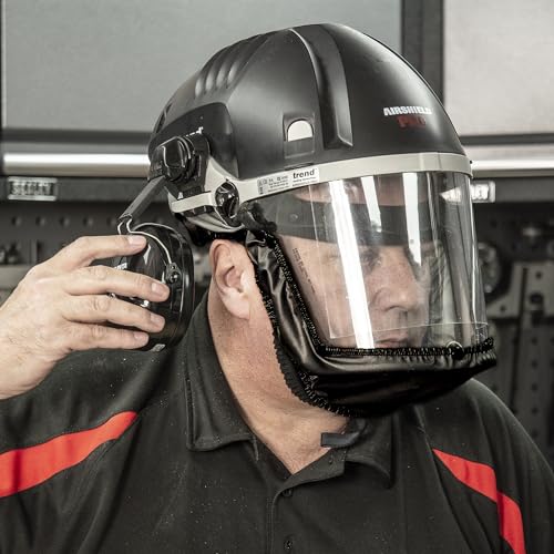 TREND Airshield Pro Respirator and Ear Defender Bundle, Powered Air Circulating Dust Protection with Clip-On Hearing Protection for Woodworking, Full Face Shield Design, AIR/PRO/D2 - style: Mask & Ear Defenders