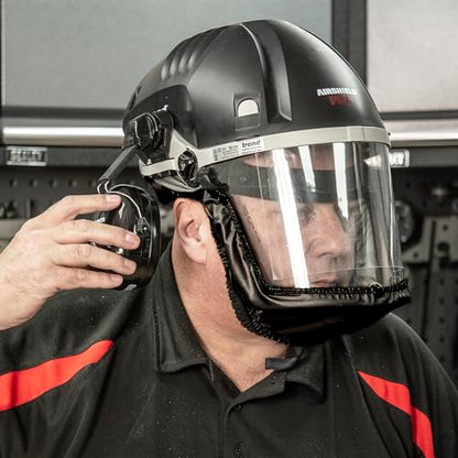 TREND Airshield Pro Respirator and Ear Defender Bundle, Powered Air Circulating Dust Protection with Clip-On Hearing Protection for Woodworking, Full Face Shield Design, AIR/PRO/D2 - style: Mask & Ear Defenders