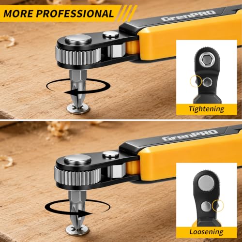 GRENPRO 30-in-1 Right Angle Screwdriver 36-Tooth Reversible Ratchet Set