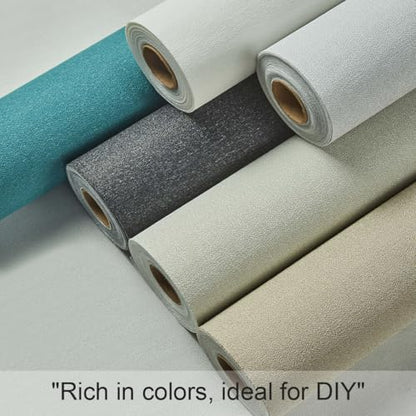 Fabric Grasscloth Texture Self-Adhesive Wallpaper Linen Peel and Stick Wallpaper Easy to Apply Removable Easy to Clean for Bedroom Livingroom Cabinet 16.5inx236.2in -Cyan Beige - color: cyan beige