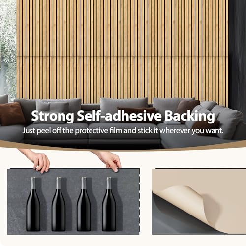 INMOZATA Peel and Stick Acoustic Wood Slat Wall Panels Nature Oak - color: Oak, size: 11.8"x23.6"