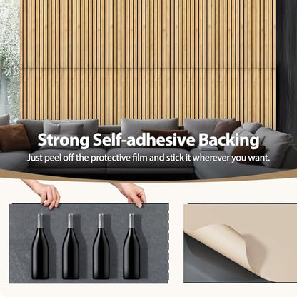 INMOZATA Peel and Stick Acoustic Wood Slat Wall Panels Nature Oak - color: Oak, size: 11.8"x23.6"
