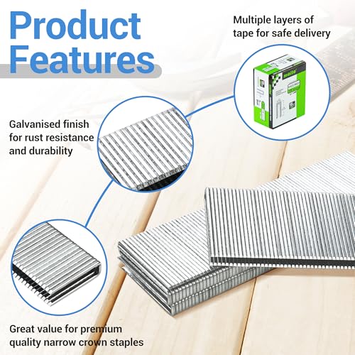 meite 18 Gauge 1/4-Inch Narrow Crown Staples, 7/8-Inch Length Heavy Duty Galvanized Upholstery Staples for Electric or Pneumatic Narrow Crown Staple Guns (4,000 PCS) (Pack of 2) - size: 7/8" Length (Pack of 2), style: 1 Box
