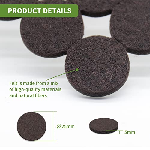 Felt Furniture Pads for Hardwood Floors 96 PCS, 1" Round, Brown - size: 96PCS 1 inch Round Dark Brown